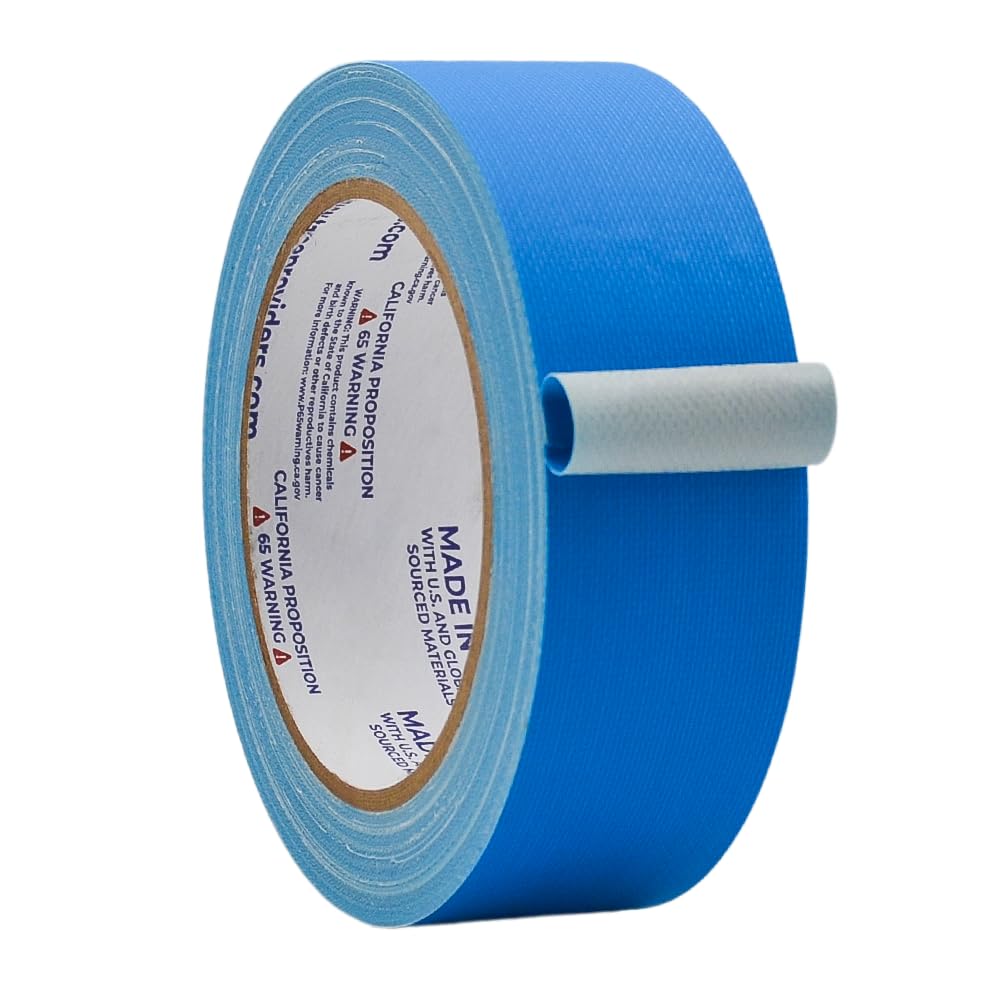 WOD GTC12 Gaffer Tape - 1.5 inch x 60 ft Light Blue Non-Reflective Cloth Tape | Residue-Free, Water-Resistant for Photography, Film Production & Backdrop Setup | Perfect for Securing Cables, Stage Lighting and Equipment Organization