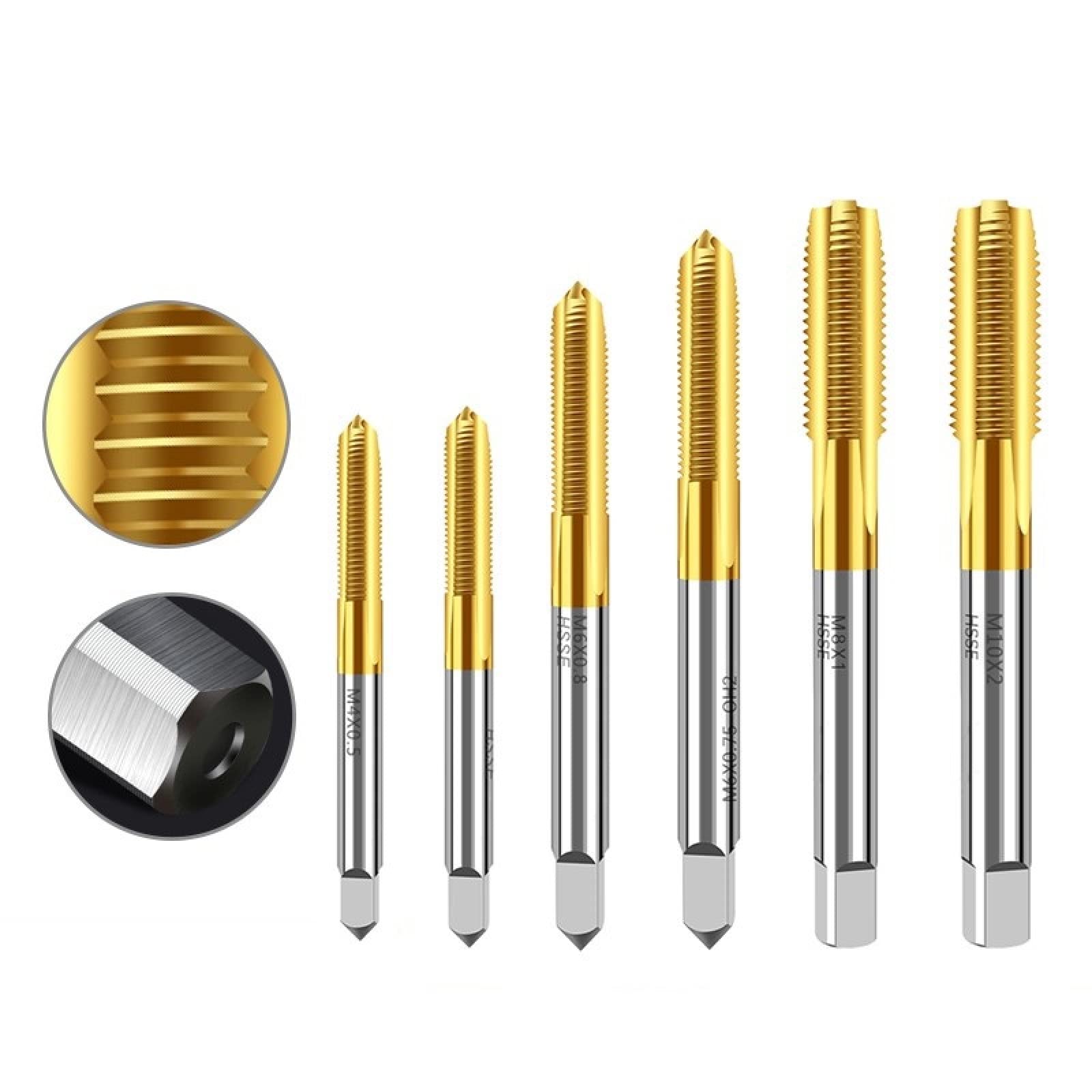 ALEYHA M10x0.5 TiN Coated Machine Tap Drill Bit - High Speed Steel Straight Flute Screw Tap for Metalworking, Threading, and DIY Projects | Perfect for CNC, Lathe, and Drill Press Applications