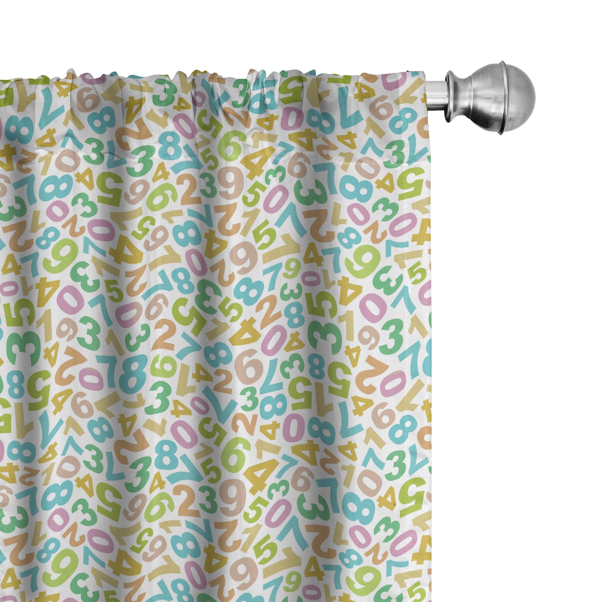 Ambesonne Abstract Colorful Numbers Curtains - Mathematical Numeric Pattern Window Treatments, 2 Panel Set (28