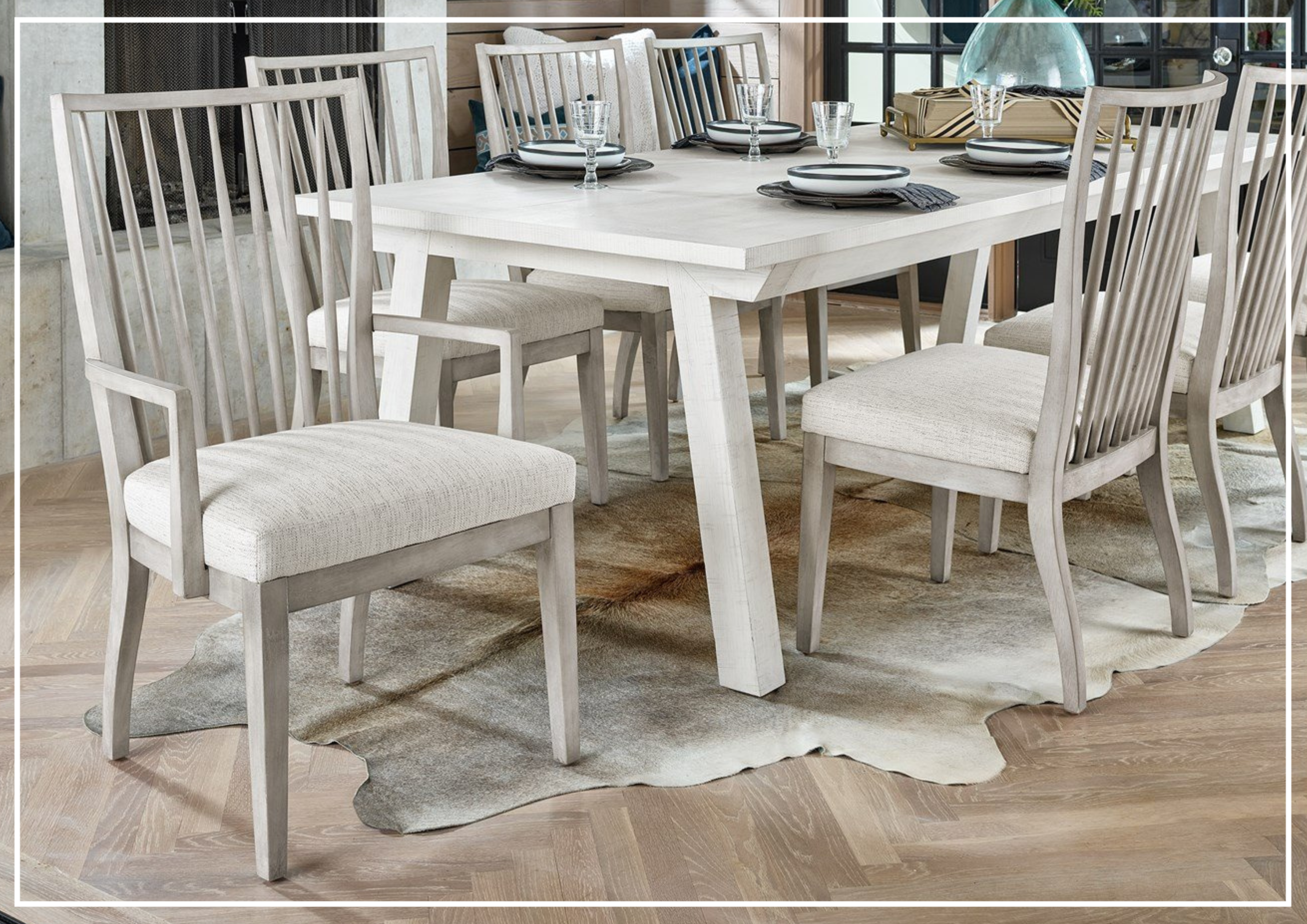 Modern Farmhouse Wooden Arm Chair - White Universal Furniture for Dining Room, Kitchen, or Living Room - Bowen Style Comfortable Seating