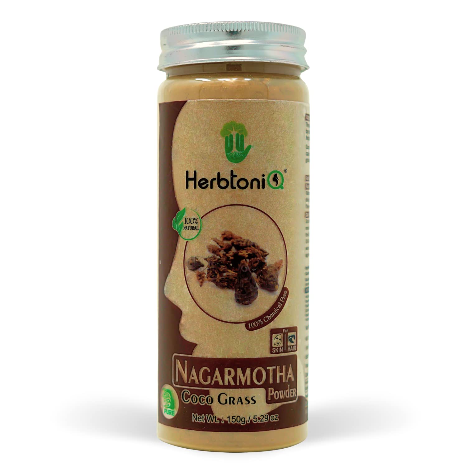 HerbtoniQ 100% Natural Nagarmotha Powder (COCO Grass/Cyperus Rotundus) - 150g for Hair & Skin Care, DIY Face Masks & Scalp Treatments - Promotes Healthy Hair Growth & Glowing Skin