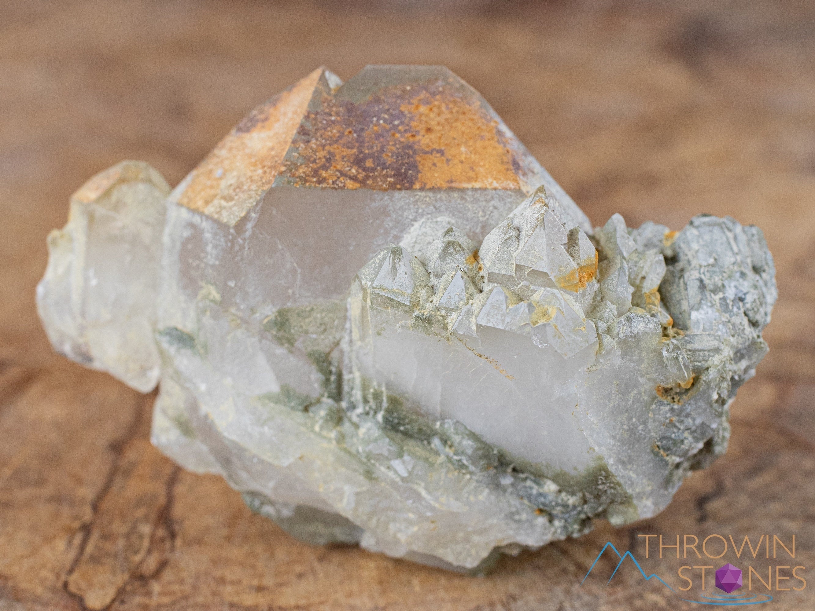 QUARTZ Raw Crystal with CHLORITE - Natural Healing Stone for Home Decor, Housewarming Gift, Meditation & Spiritual Use | Raw Crystals and Stones Collection #41884 | Perfect for Yoga Spaces, Office Desk & Crystal Grids
