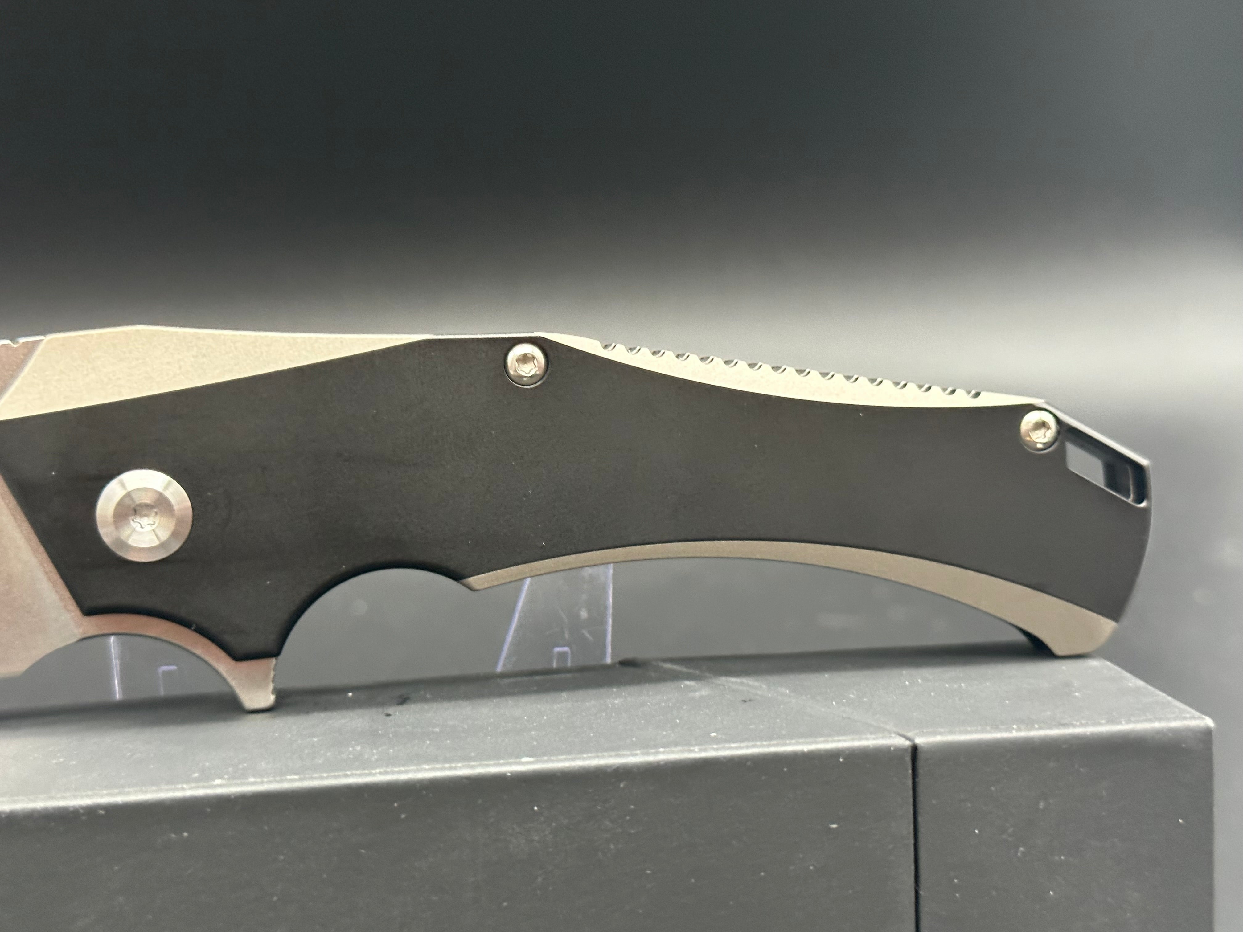 Kansept Mikkel Willumsen Hellx Black Titanium Folding Pocket Knife - EDC Tactical Knife for Outdoor Camping, Hiking & Survival Gear