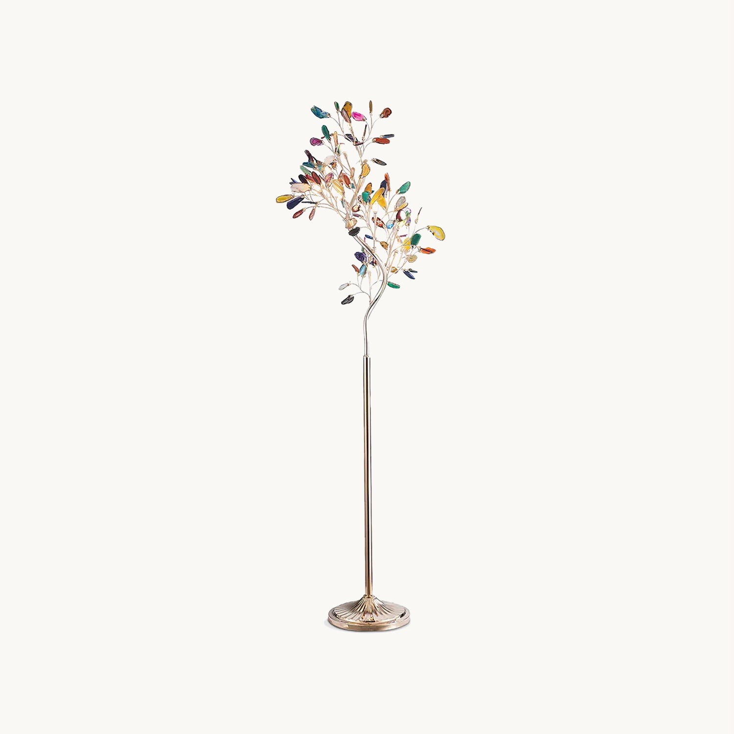 Modern Agate Floor Lamp with Wood Base - Natural Stone Decor for Living Room, Bedroom & Office - Warm Ambient Lighting for Home & Workspace