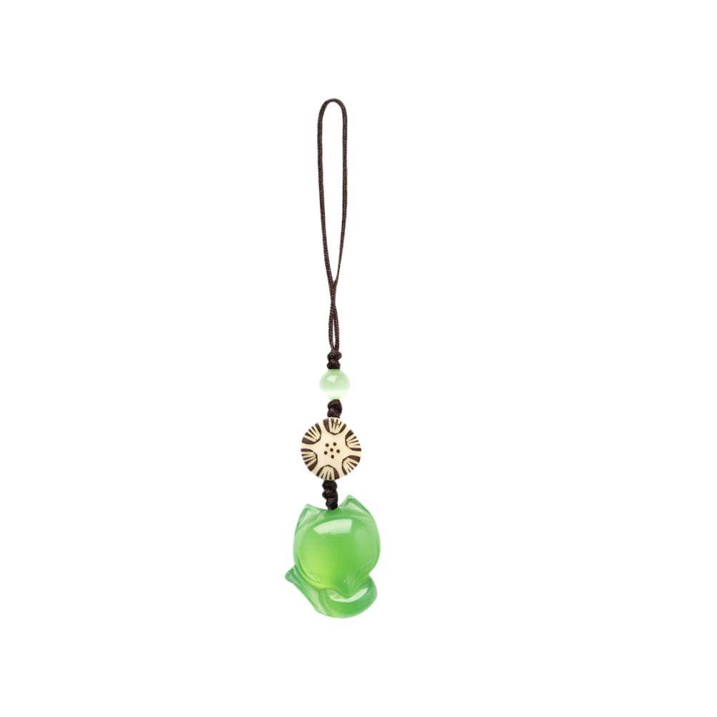 UKCOCO Cartoon Phone Lanyard - Beaded Wrist Strap & Key Holder for Decor & Gifts (Emerald Charm)