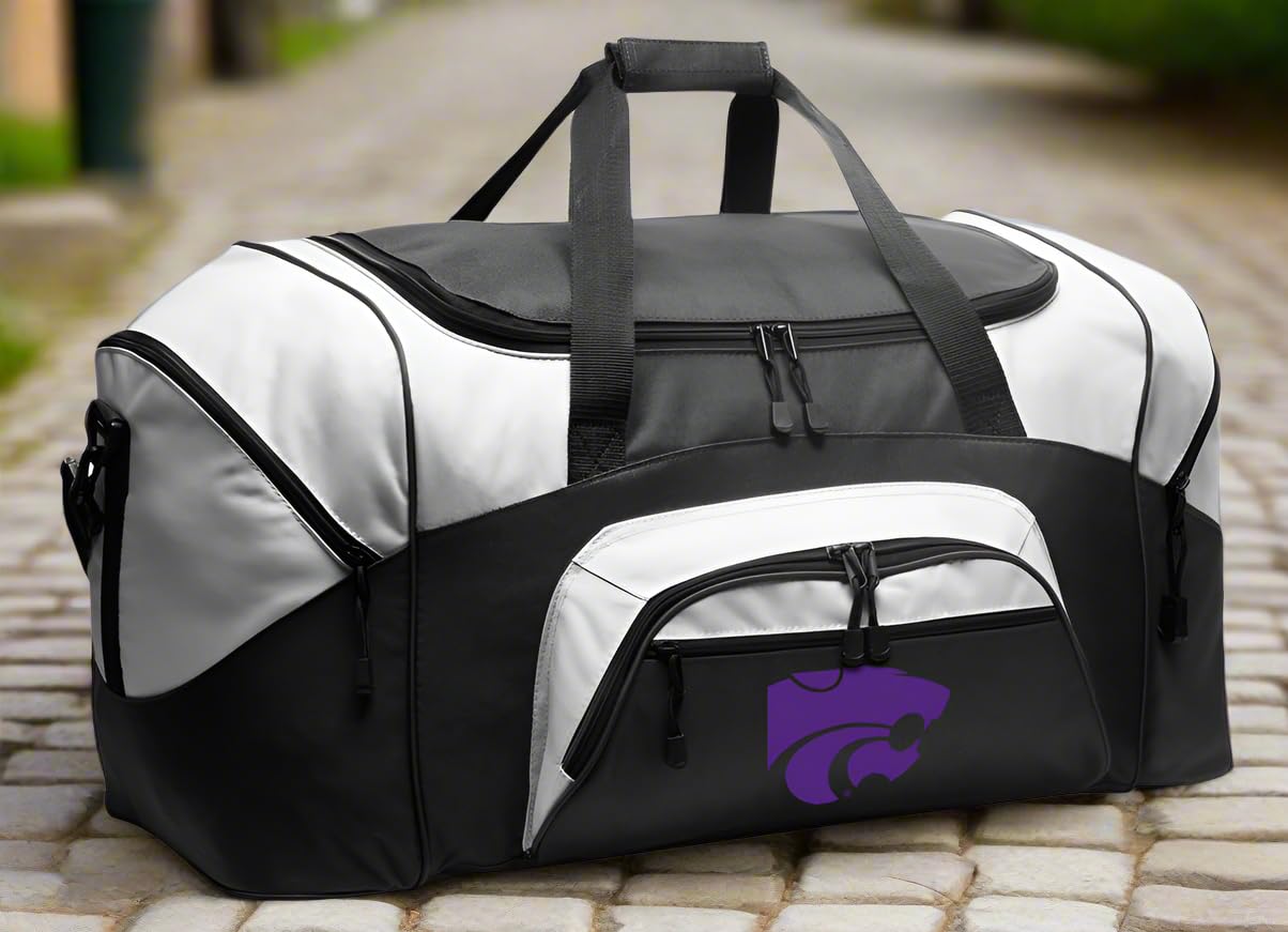 Kansas State Wildcats Large Duffle Bag - K-State Gym Bag, Travel Suitcase in Purple & Black - Perfect for College Sports, Gym Workouts & Weekend Getaways