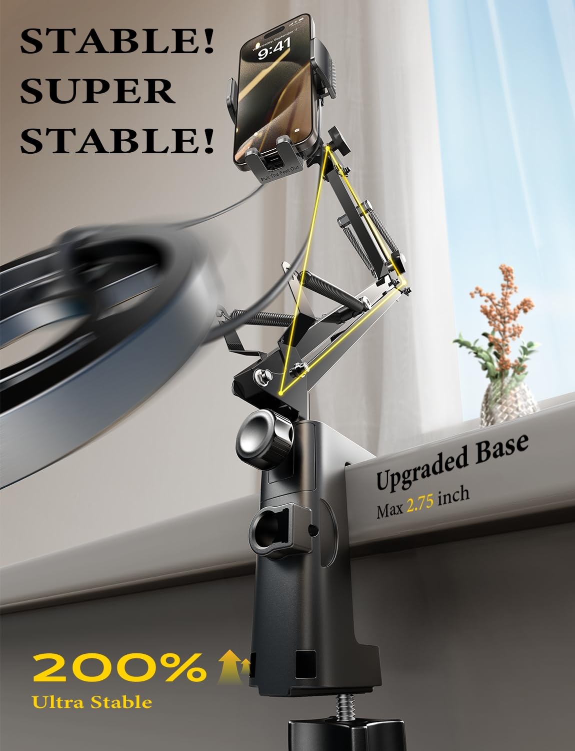Flexible Gooseneck Phone Holder for Bed & Desk - iPhone 16/15 Stand for Watching & Filming