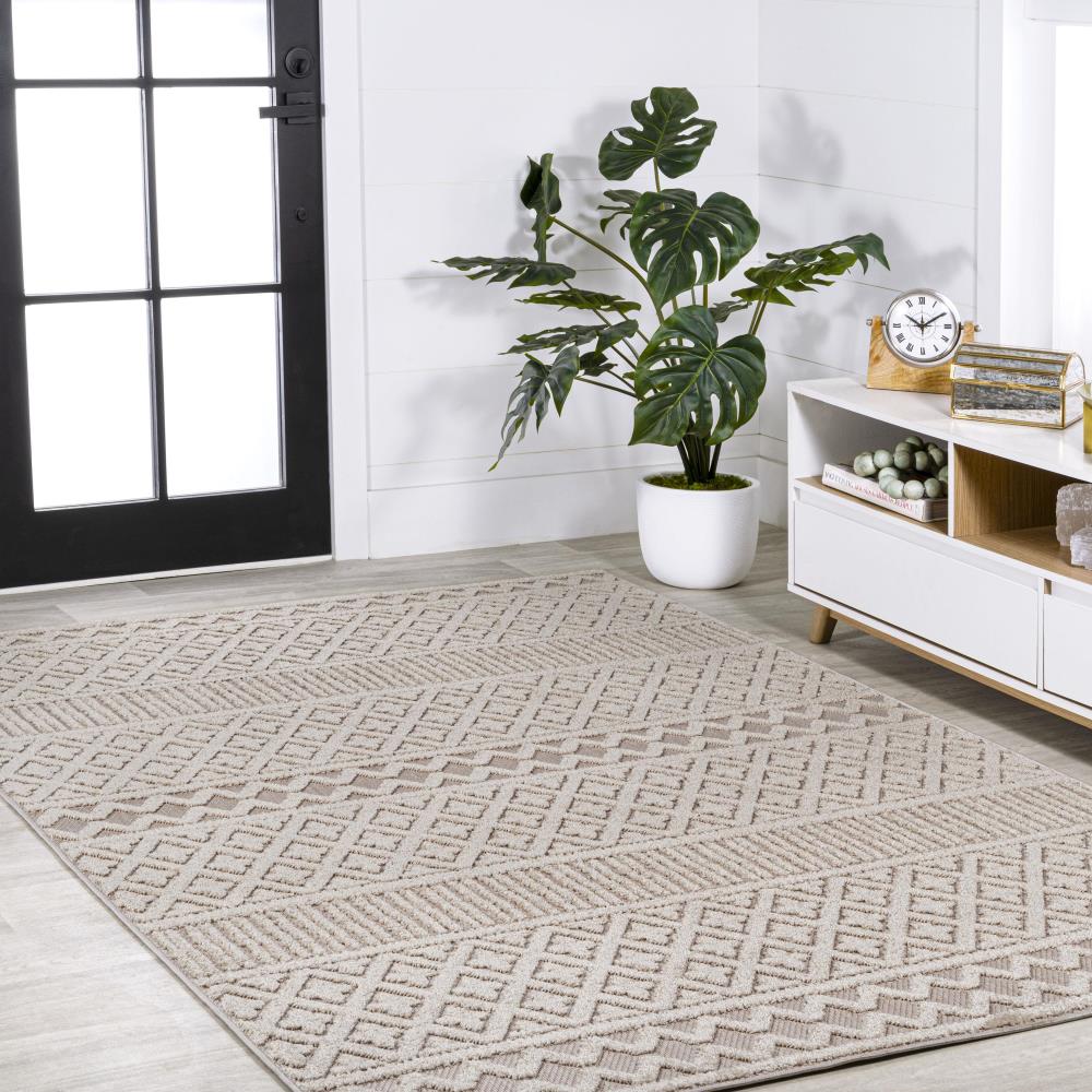 Ormond High Low Modern Trellis Geometric Area Rug - Non-Slip Soft Living Room Carpet for Bedroom, Dining Room & Home Decor