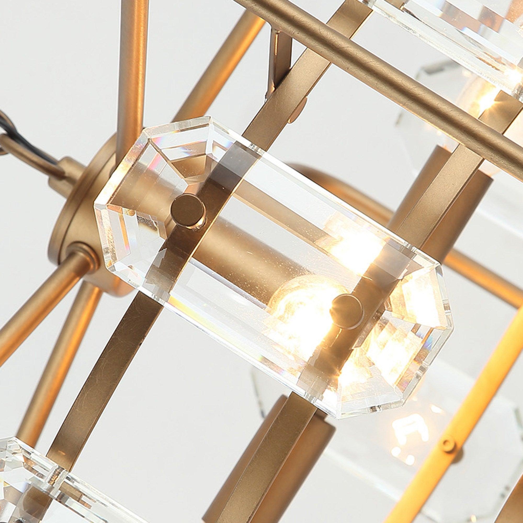 4-Light Modern Crystal Pendant Light Fixture - Gold or Black Finish - Perfect for Dining Room, Living Room, or Bedroom Ceiling Lighting