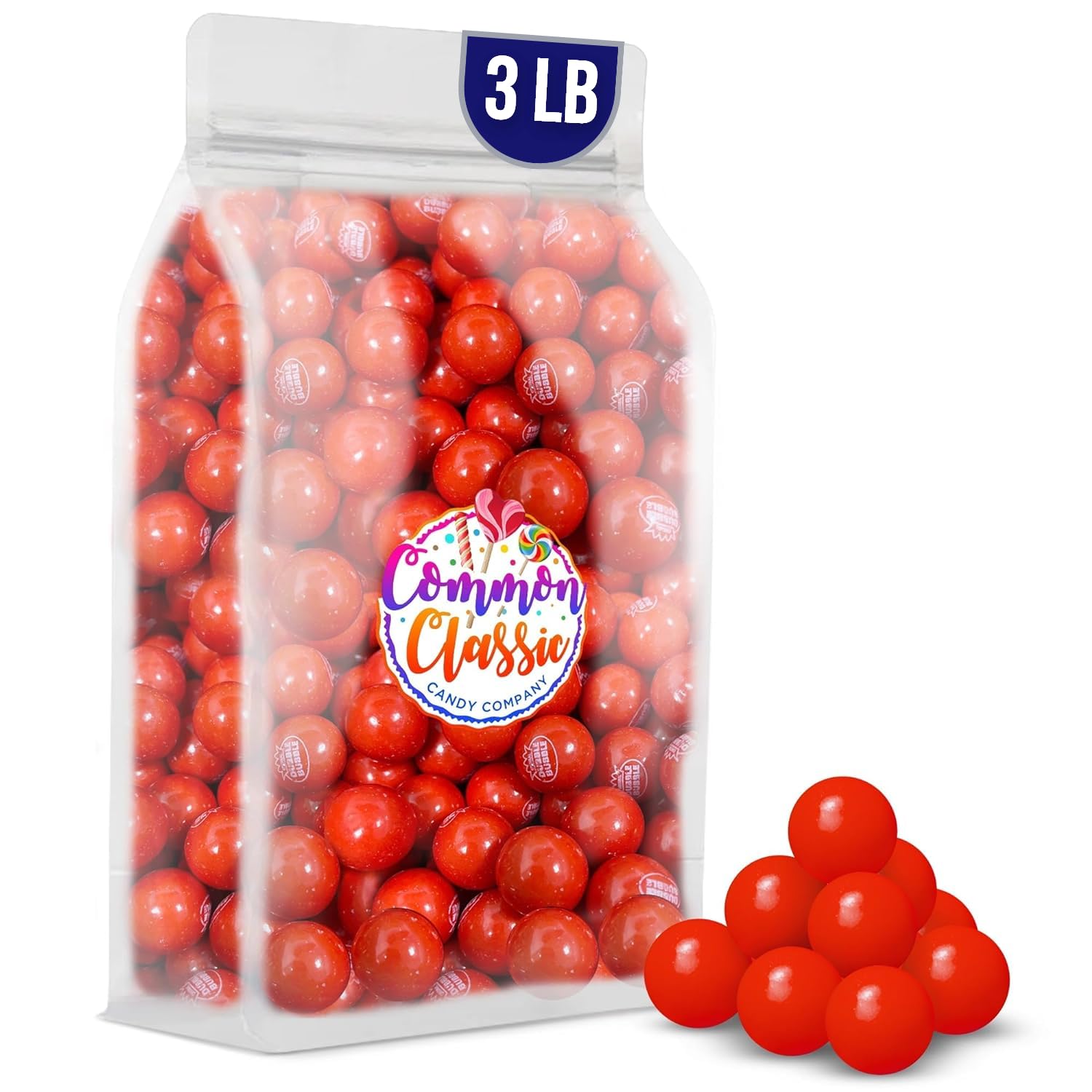 Common Classic Hot Chew Cinnamon Gumballs - 3 Pound Bulk Bag | Spicy Cinnamon Flavored Bubble Gum | Perfect for Parties, Vending Machines & Candy Buffets