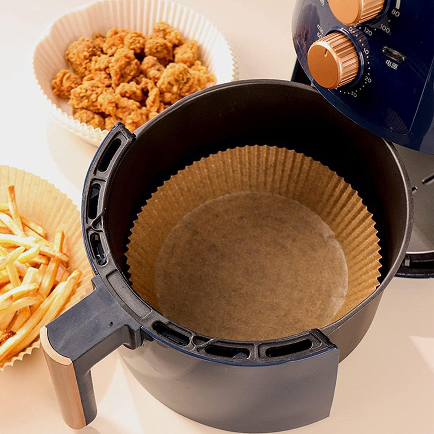 50pcs 20cm Round Non-Stick Air Fryer Disposable Liners - Perfect for Hassle-Free Cooking & Easy Cleanup | Ideal for Air Fryers, Roasting, Baking & Meal Prep