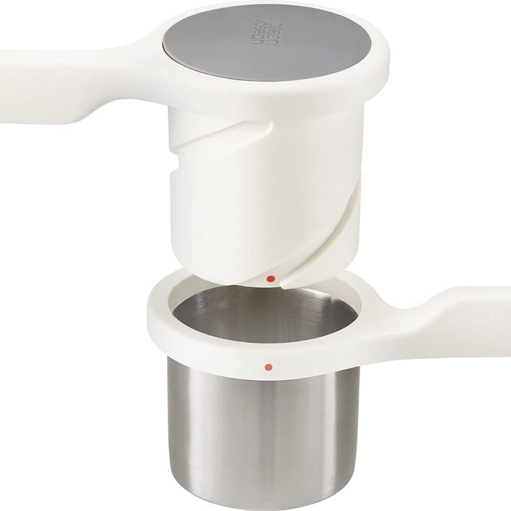 Joseph Joseph Helix Potato Ricer - Premium Stainless Steel Masher for Perfect Mashed Potatoes, Gnocchi & Baby Food - Easy to Clean & Dishwasher Safe - Ideal for Home Cooking & Professional Kitchens (White)