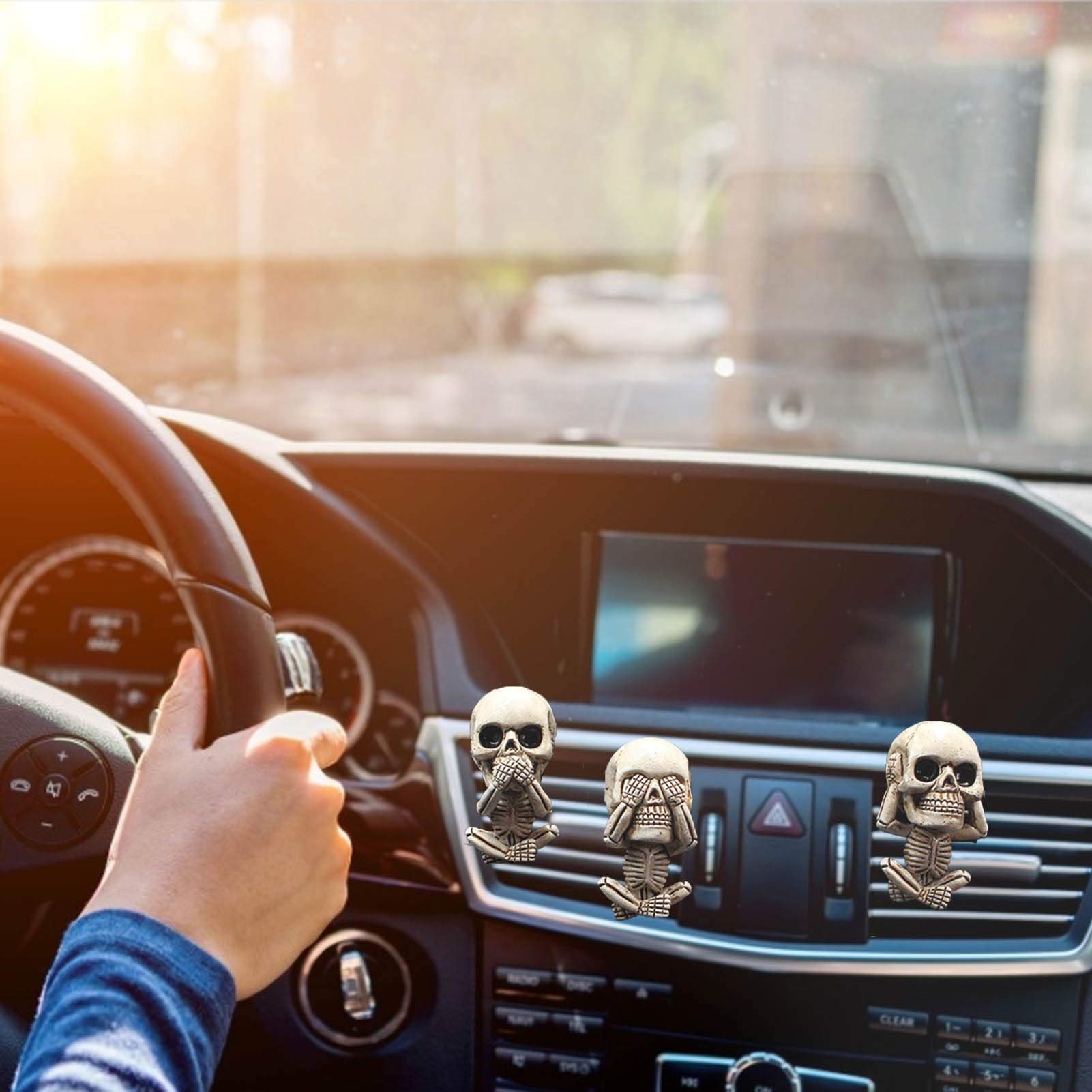 3 Pack Skull Car Fragrance Diffuser - Human Body Skeleton Aromatherapy Vent Clips, Resin Car Interior Decor for Men & Women, Perfect for Halloween, Birthday Gifts, and Everyday Car Freshening