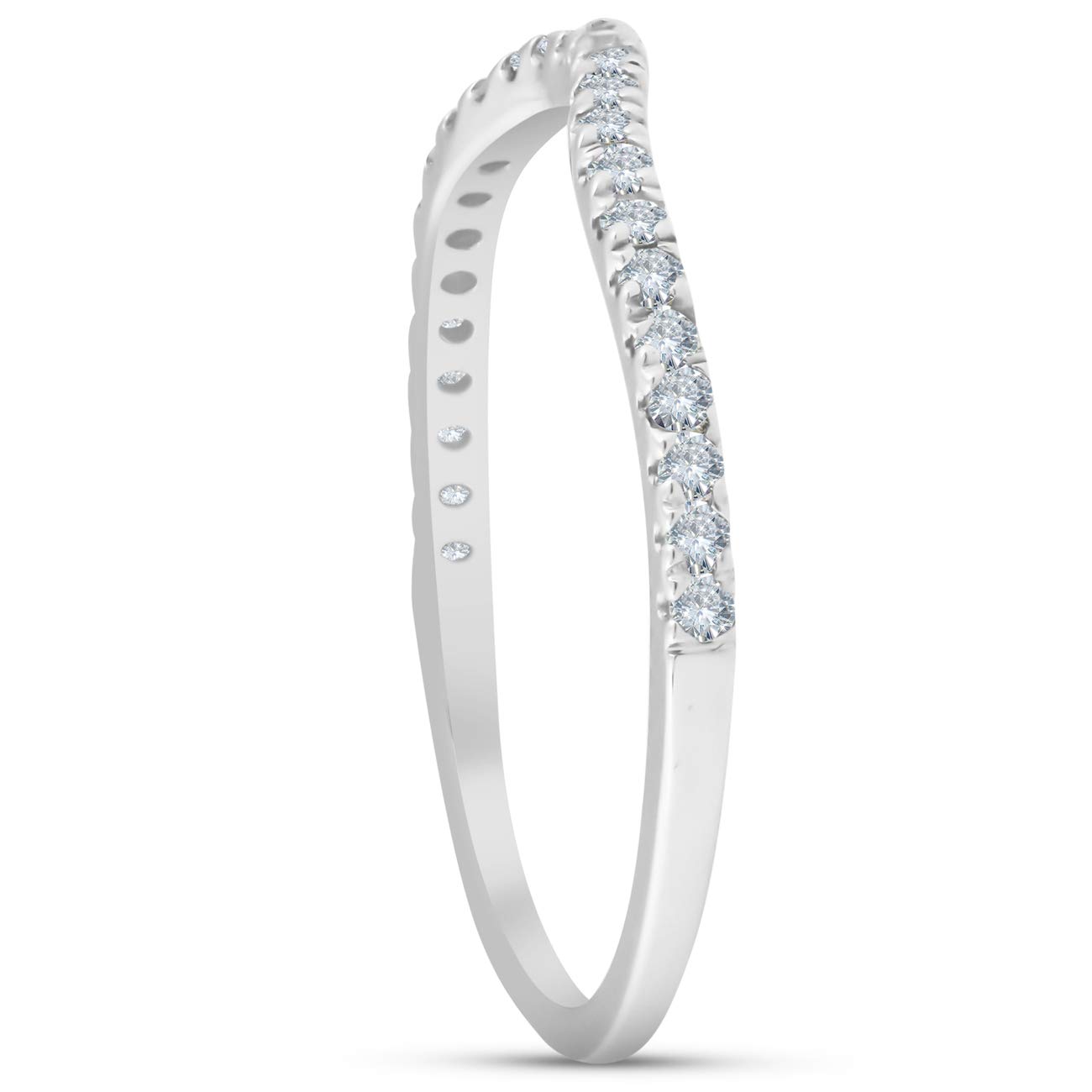 1/4 Carat Curved Diamond Guard Enhancer Wedding Ring - 10k White Gold for Bridal Sets & Anniversary Gifts | Perfect Ring Enhancer for Engagement Rings & Stackable Bands