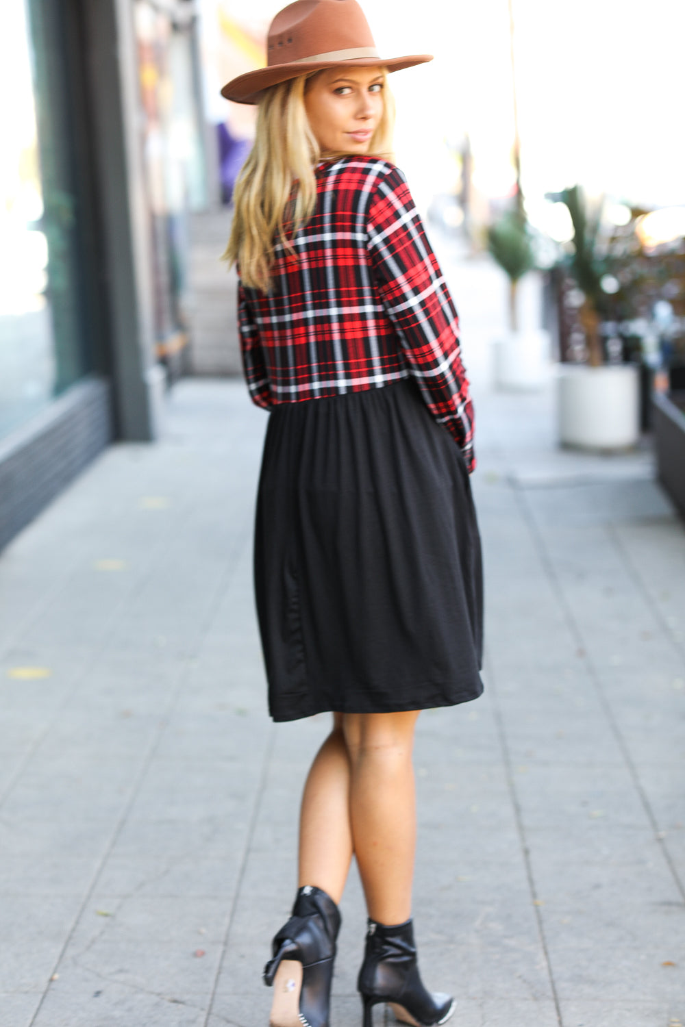 Festive Plaid Babydoll Dress for Women - Holiday Party Outfit & Christmas Photo Shoot