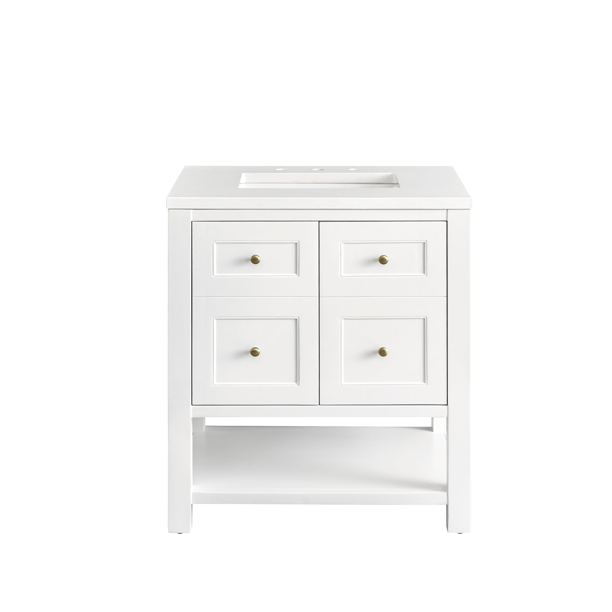 Breckenridge 30-Inch Single Bathroom Vanity Set with White Zeus 3CM Thick Countertop - Modern Bright White Finish for Small Bathrooms & Powder Rooms