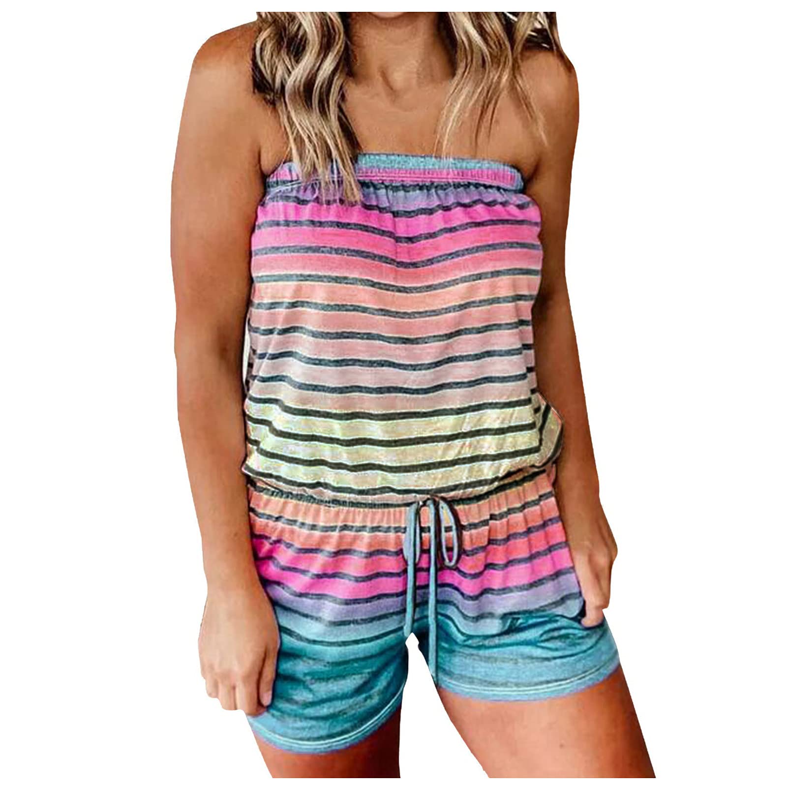 Women's Strapless Sleeveless Romper Jumpsuit - Summer Beach Short Outfit for Women Under $20 | Perfect for Vacation, Pool Party & Casual Wear