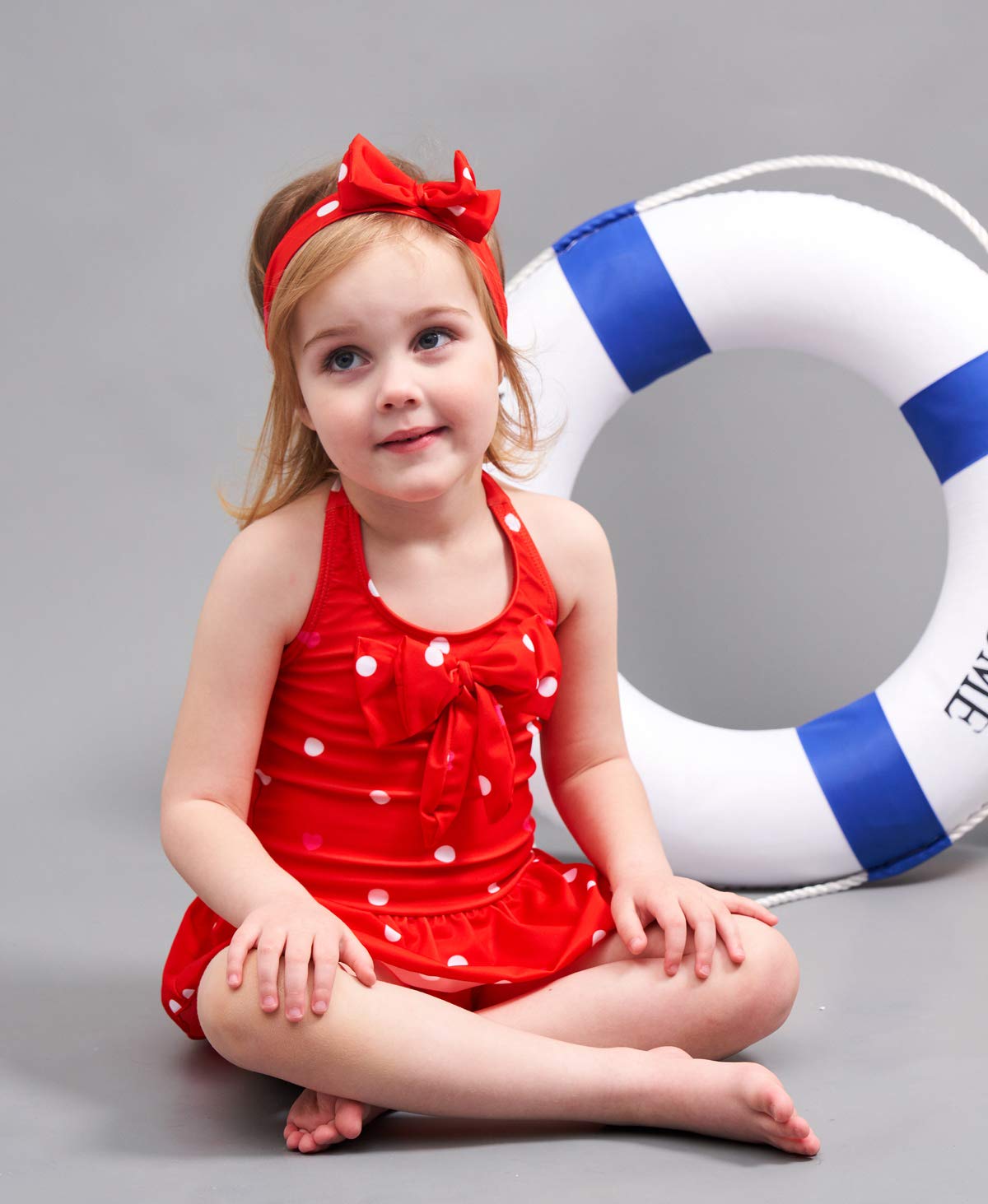 Jastore Girls One Piece Swimsuits - Cute Bathing Suits for Kids with Matching Headband - Perfect for Beach, Pool & Summer Vacations