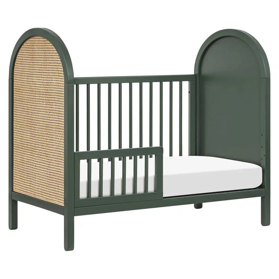 Babyletto Bondi Cane 3-in-1 Convertible Crib - Forest Green with Natural Cane | Eco-Friendly Nursery Furniture for Newborn to Toddler | Perfect for Modern Baby Rooms & Daycare Centers