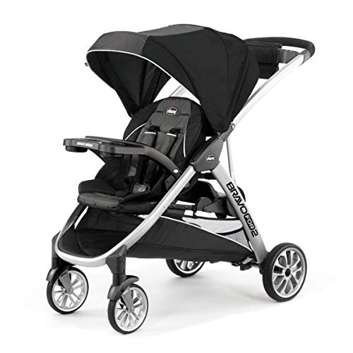 Chicco Bravo For2 Standing/Sitting Double Stroller - Lightweight Iron Frame for Twins & Siblings | Perfect for Shopping, Travel & Outdoor Adventures