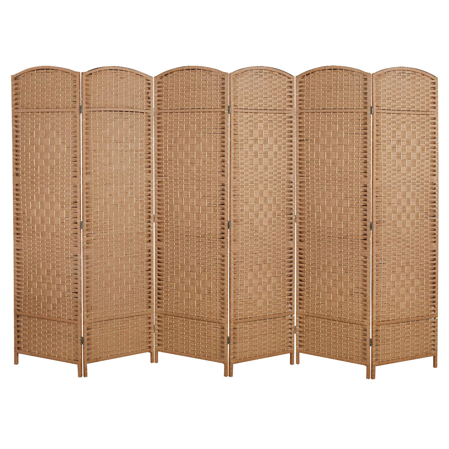 6 Panel Room Divider Screen - 6Ft Tall Extra Wide Folding Privacy Partition with Diamond Double-Woven Handcrafted Design | Perfect for Home Office, Bedroom Separation, and Event Space Dividers