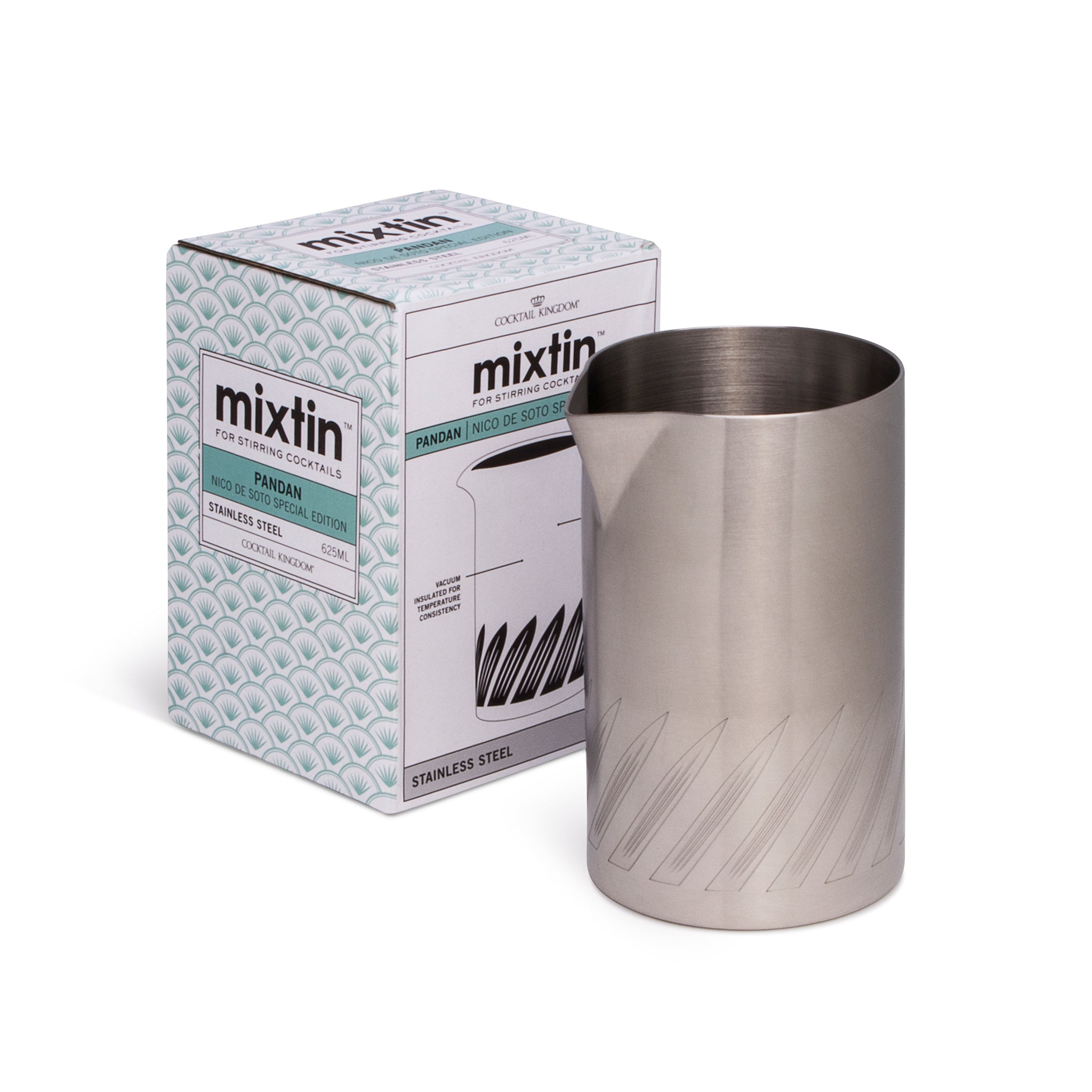 Premium MIXTIN™ Stainless Steel Cocktail Shaker with Pandan Design - 625ml (21oz) for Bartenders & Home Mixologists - Perfect for Crafting Cocktails, Mocktails & Bar Drinks