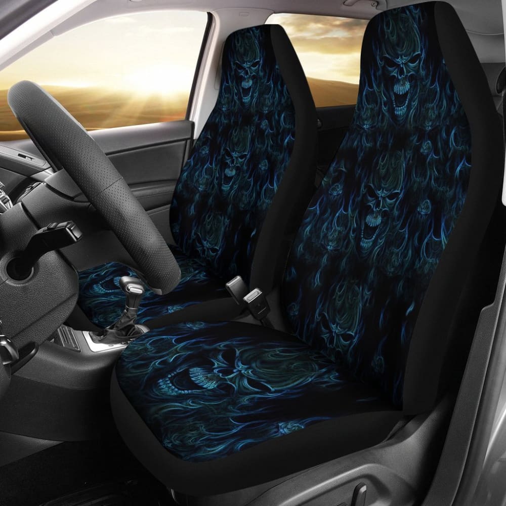 2 Pcs Skull Gothic Car Seat Covers - Premium Universal Fit for Cars, Trucks & SUVs - Edgy Gothic Decor for Halloween, Punk Style & Alternative Fashion Lovers