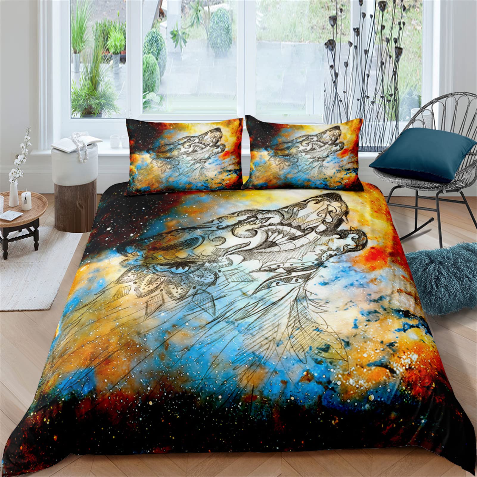 Wildlife Animal Duvet Cover Set Queen Size - Wolf Printed Comforter Cover for Kids & Teens Boys Room Decor - 3 Piece Bedding Set with 2 Pillowcases - Perfect for Bedroom Makeover, Wildlife Theme Decor, and Cozy Sleep