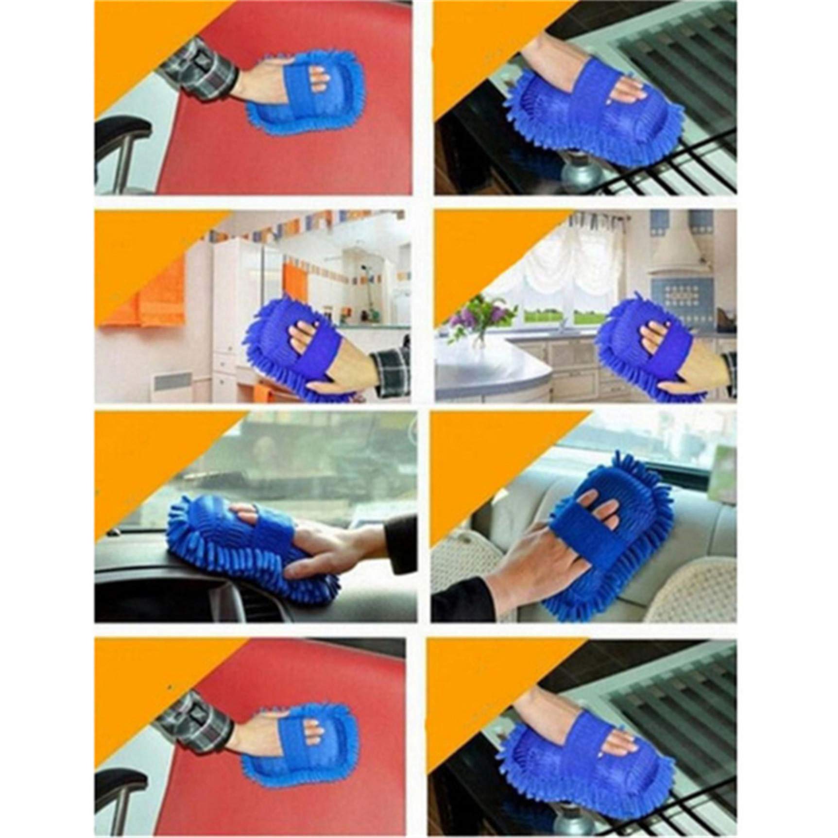 Premium Microfiber Chenille Car Wash Sponge Mitt with Built-in Hand Strap - Ultra Soft Scratch-Free Cleaning Glove for Cars, Trucks, SUVs & Motorcycles - Perfect for Hand Washing, Waxing & Detailing