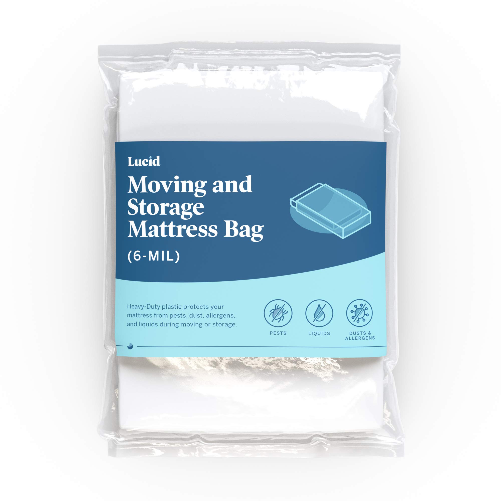 LUCID Ultra Heavy Duty 6 Mil Plastic Mattress Bag - Twin XL Size, Tear Resistant & Sealable for Moving, Storage or Disposal - Clear Protective Cover for Bed Mattresses | Perfect for Home Moves, Long-Term Storage & Mattress Protection