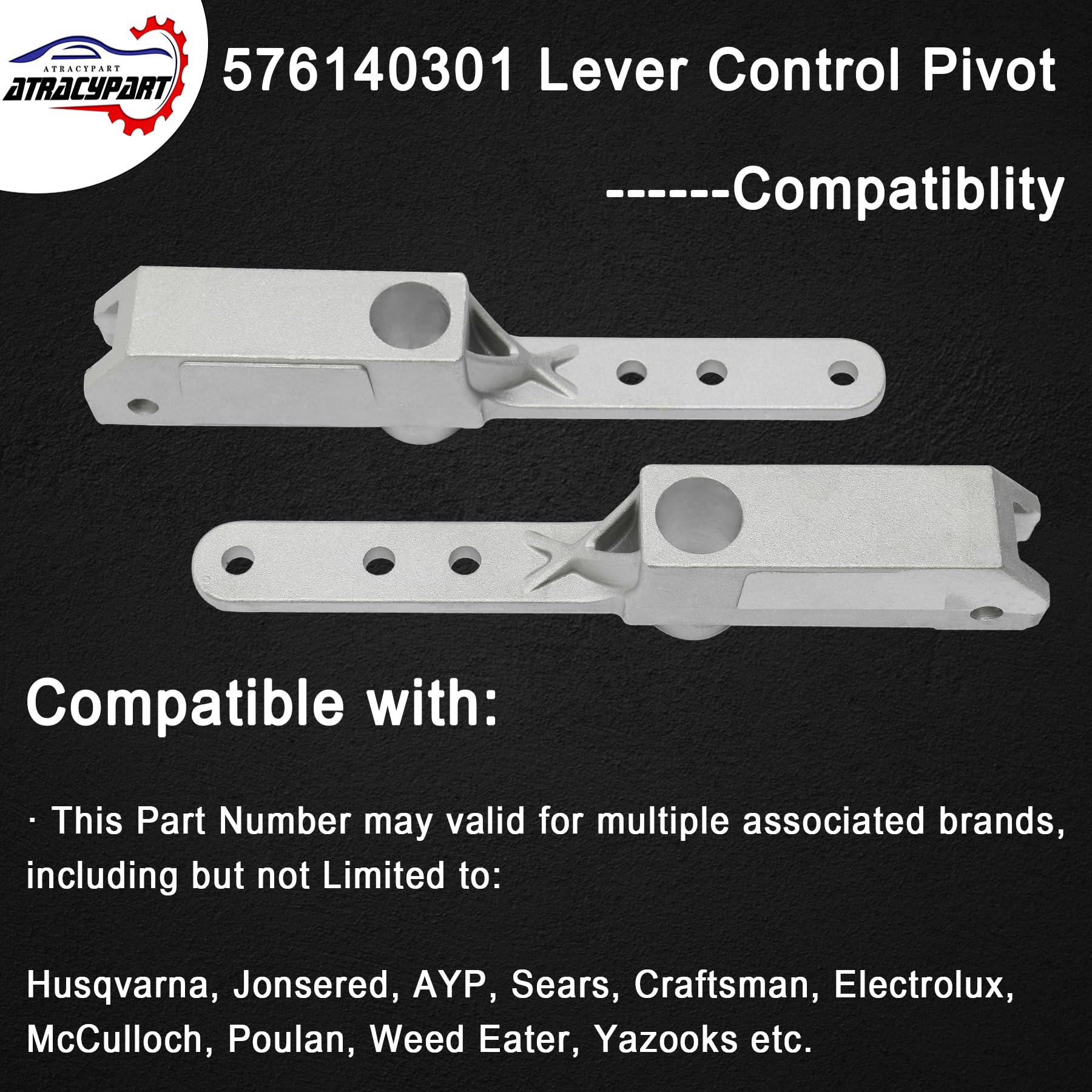 ATRACYPART 576140301 Lever Control Pivot for Lawn Mower Tractor - 2 Pack Steering Replacement Part - Compatible with Husqvarna & Poulan Mowers - Perfect for DIY Repairs and Maintenance