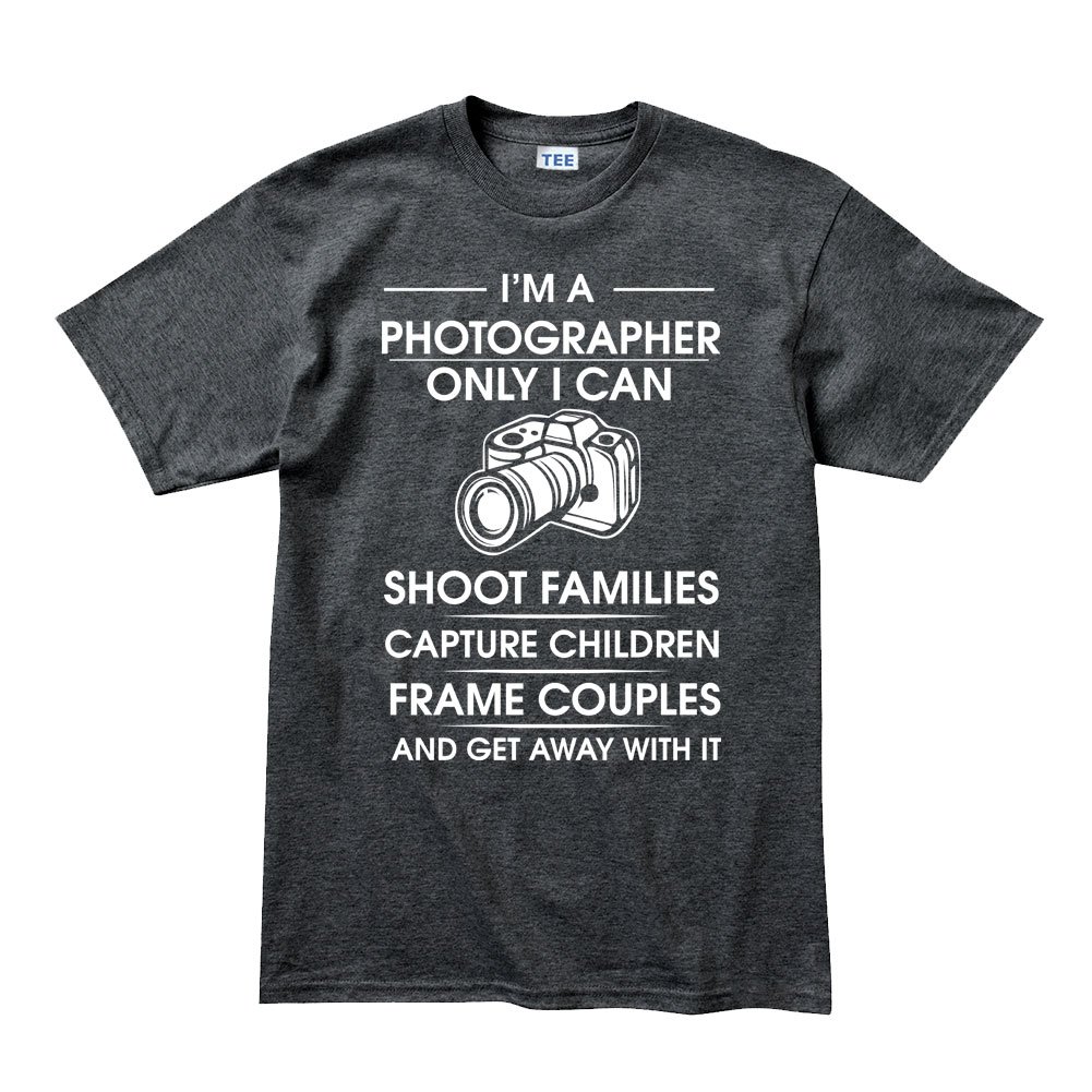 Photographer T-Shirt for Nikon & Canon Fans - Premium HDG L Heather Dark Grey - Perfect for Photography Enthusiasts & Camera Lovers