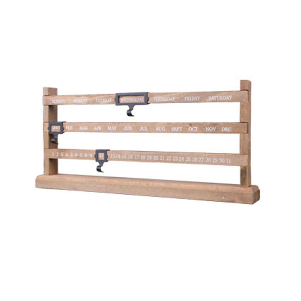 Vintage Wooden Perpetual Desk Calendar - Home & Office Decor for Restaurants & Bars