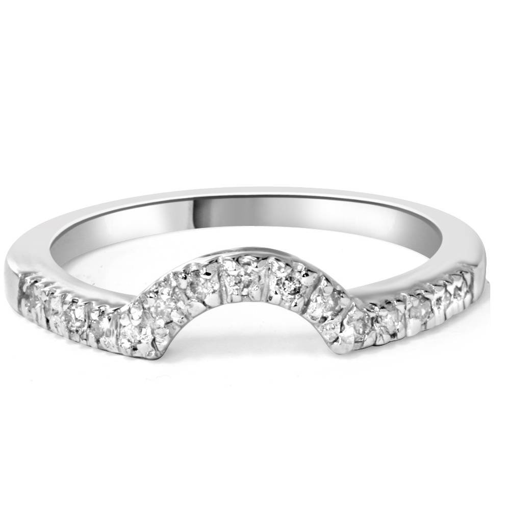 1/4 Carat Curved Diamond Notched Wedding Ring Enhancer in 14K White Gold - Perfect for Bridal Sets, Anniversary Gifts & Special Occasions