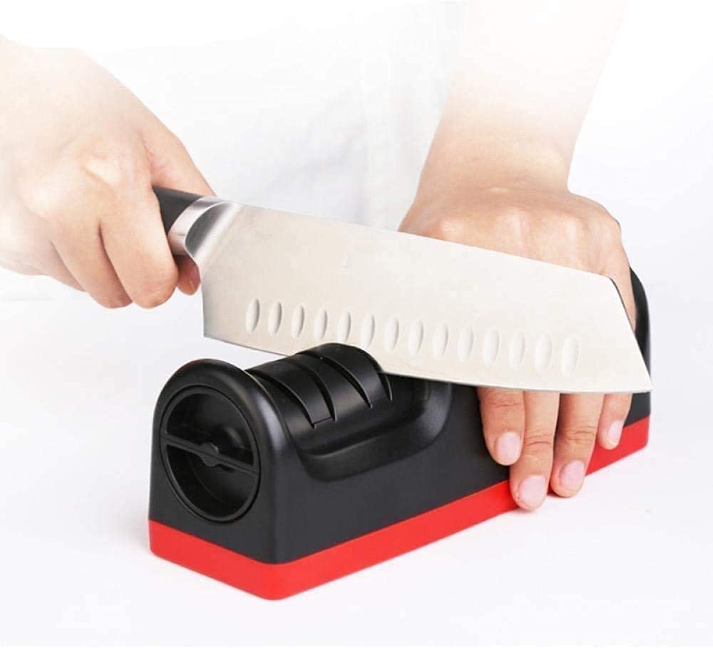 Premium Electric Knife Sharpener for Straight Knives - Diamond Abrasive Wheels for Fast Sharpening, Blade Repair & Polishing - Perfect for Kitchen, Camping & Outdoor Cooking