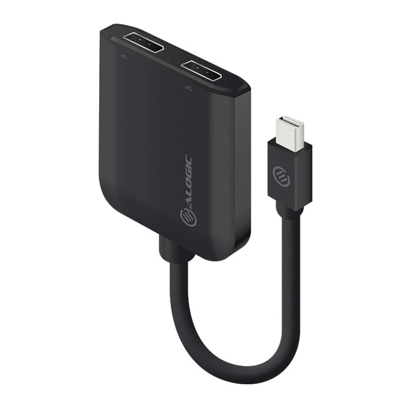 Mini DisplayPort to Dual DisplayPort 1.2 Adapter - 4K 30Hz Splitter for Dual Monitor Setup - Perfect for Gaming, Office Work & Video Editing