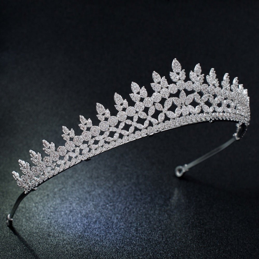 Red Kapok Classic Cubic Zirconia Wedding Leaves Bridal Tiara Crown CH10205 - Elegant Hair Accessory for Brides, Prom, Pageants & Special Occasions