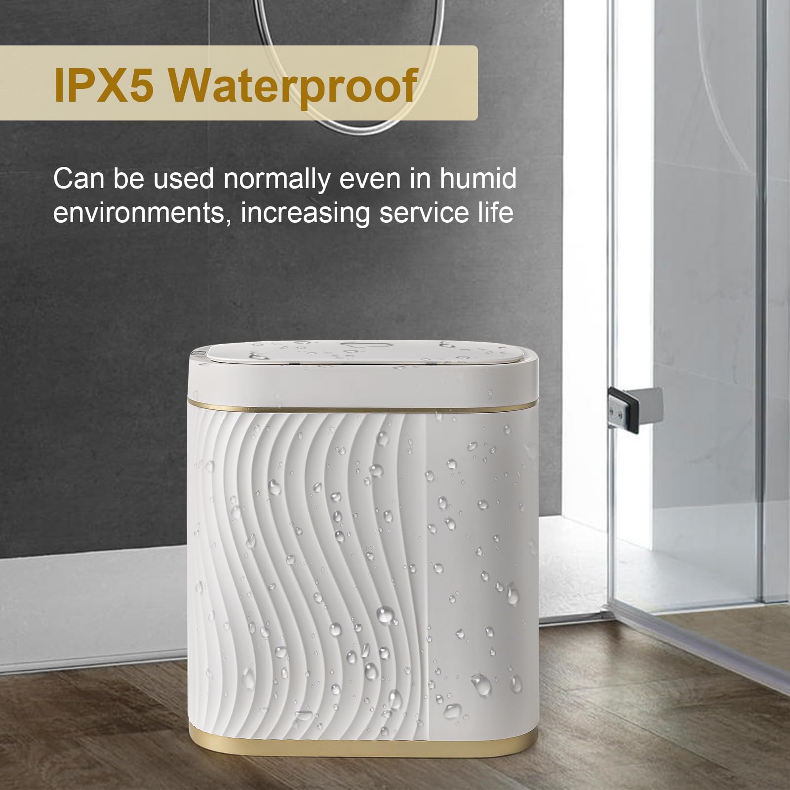 Automatic Sensor Trash Can with Lid - 2 Gallon/7.5L Smart Garbage Bin, Slim Waterproof Waste Basket for Bathroom, Bedroom, Living Room & Office - Hands-Free Touchless Disposal for Hygiene & Convenience