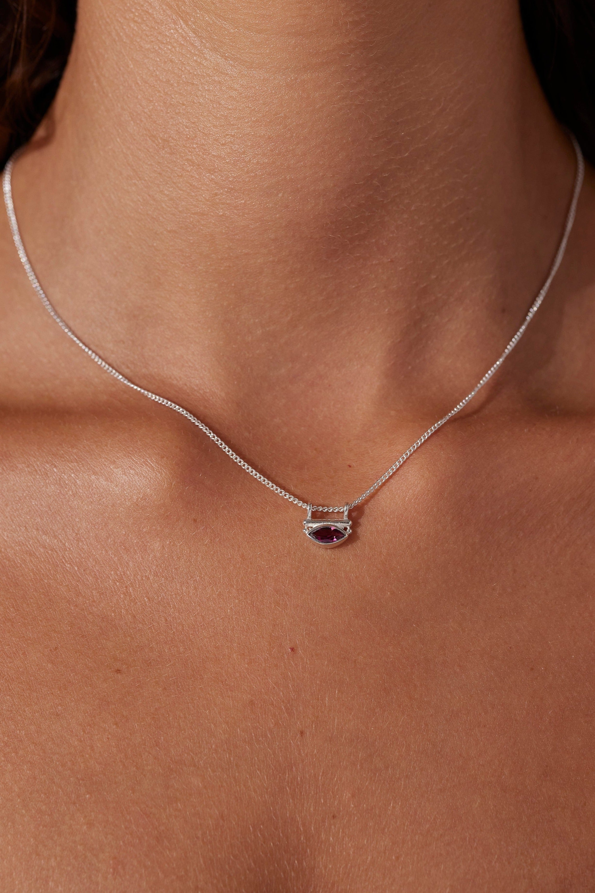 Nyra Rhodolite Silver Necklace for Women - Elegant Gemstone Jewelry Gift for Birthday, Anniversary & Special Occasions