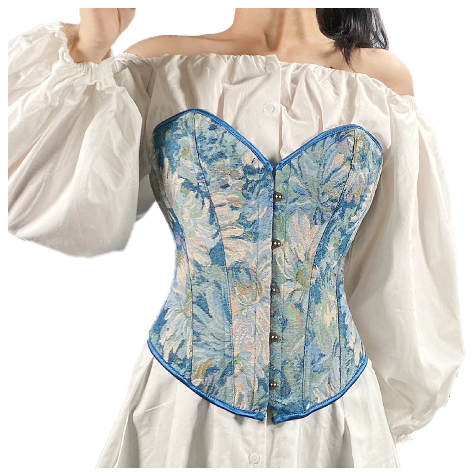HCJYAL Women's Shapewear Corset - Tummy Control Underbust Lace-Up Slimming Bodysuit | Printed Waist Trainer for Postpartum, Weight Loss & Special Occasions