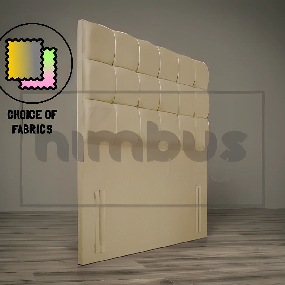Modern Floor Standing Cube Headboard - Upholstered Bed Frame with Storage & LED Lights - Perfect for Small Bedrooms, Apartments & Dorm Rooms