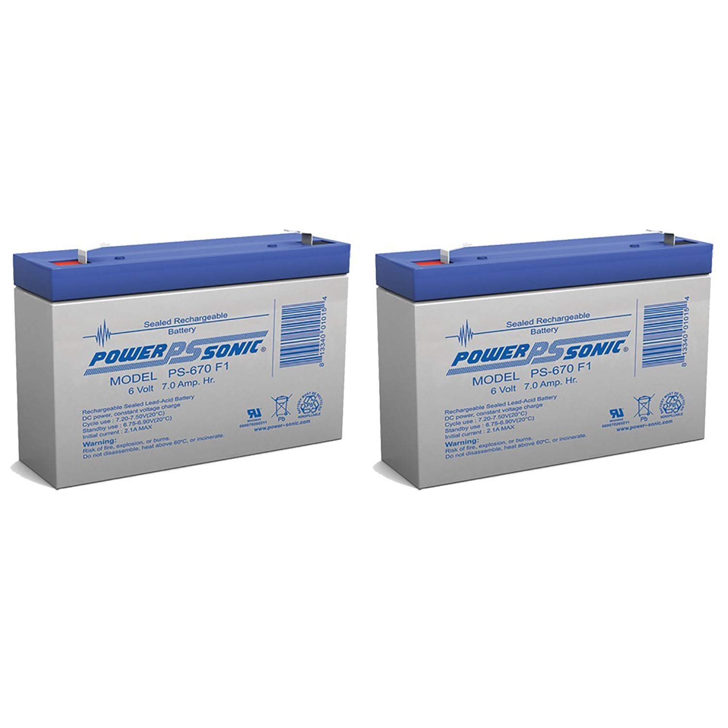 Power Sonic 6V 7Ah SLA Replacement Battery for Mule 6GC013F - 2 Pack - Perfect for Electric Scooters, Golf Carts & Emergency Backup Power