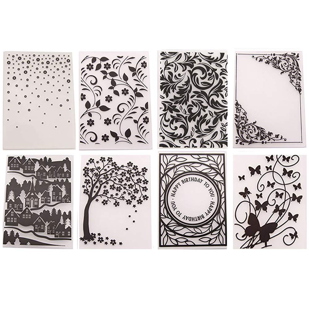 8Pcs Flower Leaf Butterfly Plastic Embossing Folders for DIY Scrapbooking - Card Making, Photo Album Decor, Paper Craft Stencils & Handmade Art Supplies (Perfect for Wedding Invitations, Greeting Cards, and Home Decor Projects)