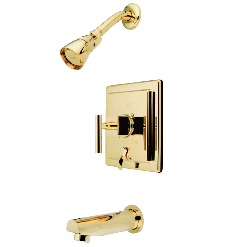 Kingston Brass KB86520CQL Claremont 6-Inch Tub and Shower Faucet in Polished Brass - Perfect for Bathroom Renovation & Luxury Spa Experience