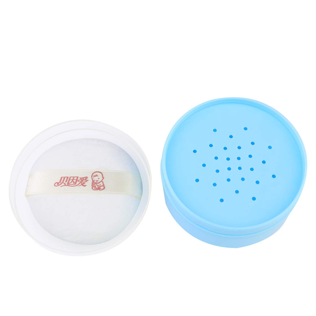 Premium Powder Puff Box with Puff - Travel-Friendly Talcum Powder Container for Makeup & Body Powder | After-Bath, Cosmetic & Home Use | Elegant Blue Design