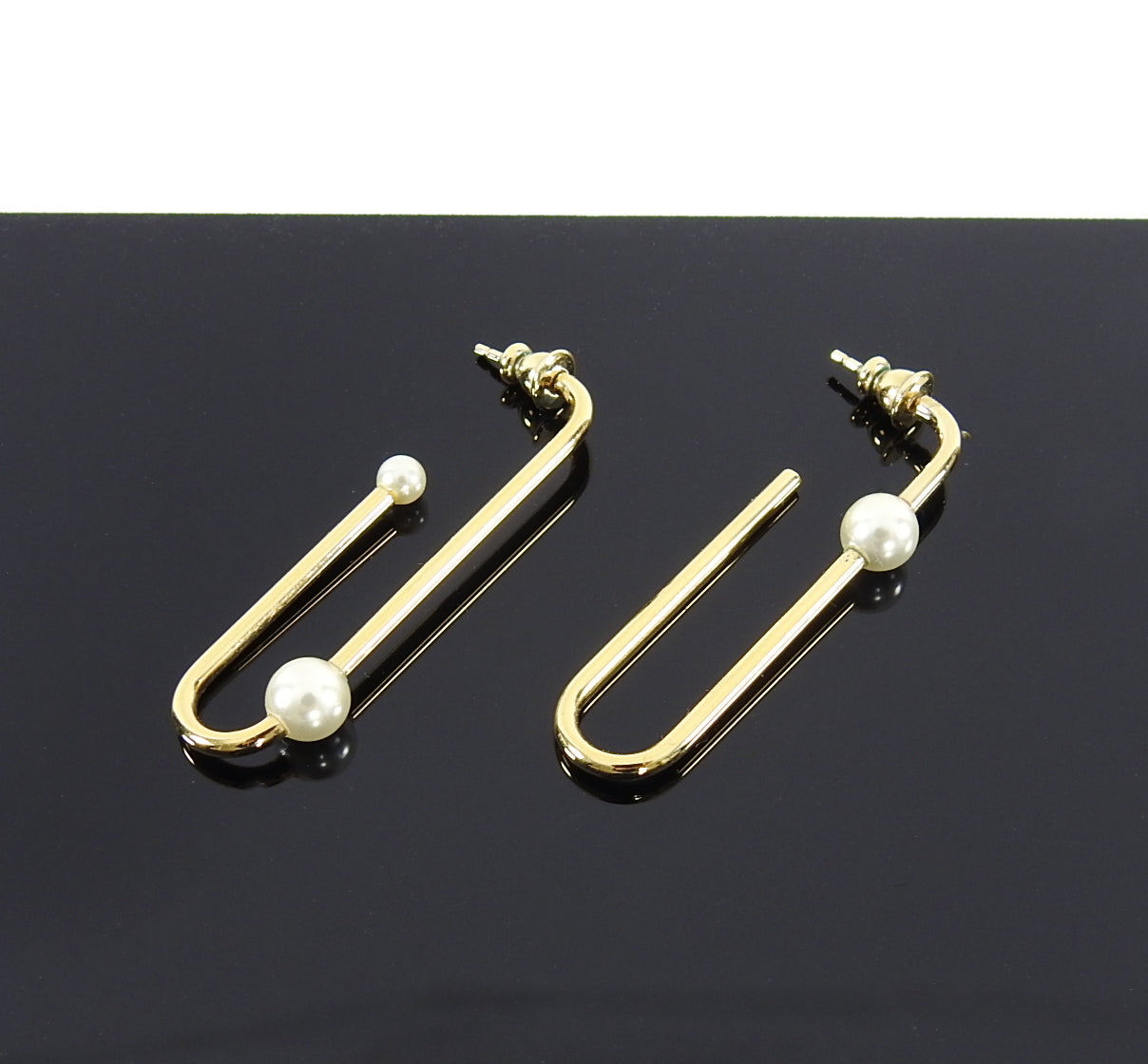 Dior Gold Wire & Pearl Long Hoop Earrings for Women - Luxury Fashion Jewelry for Parties, Weddings & Special Occasions