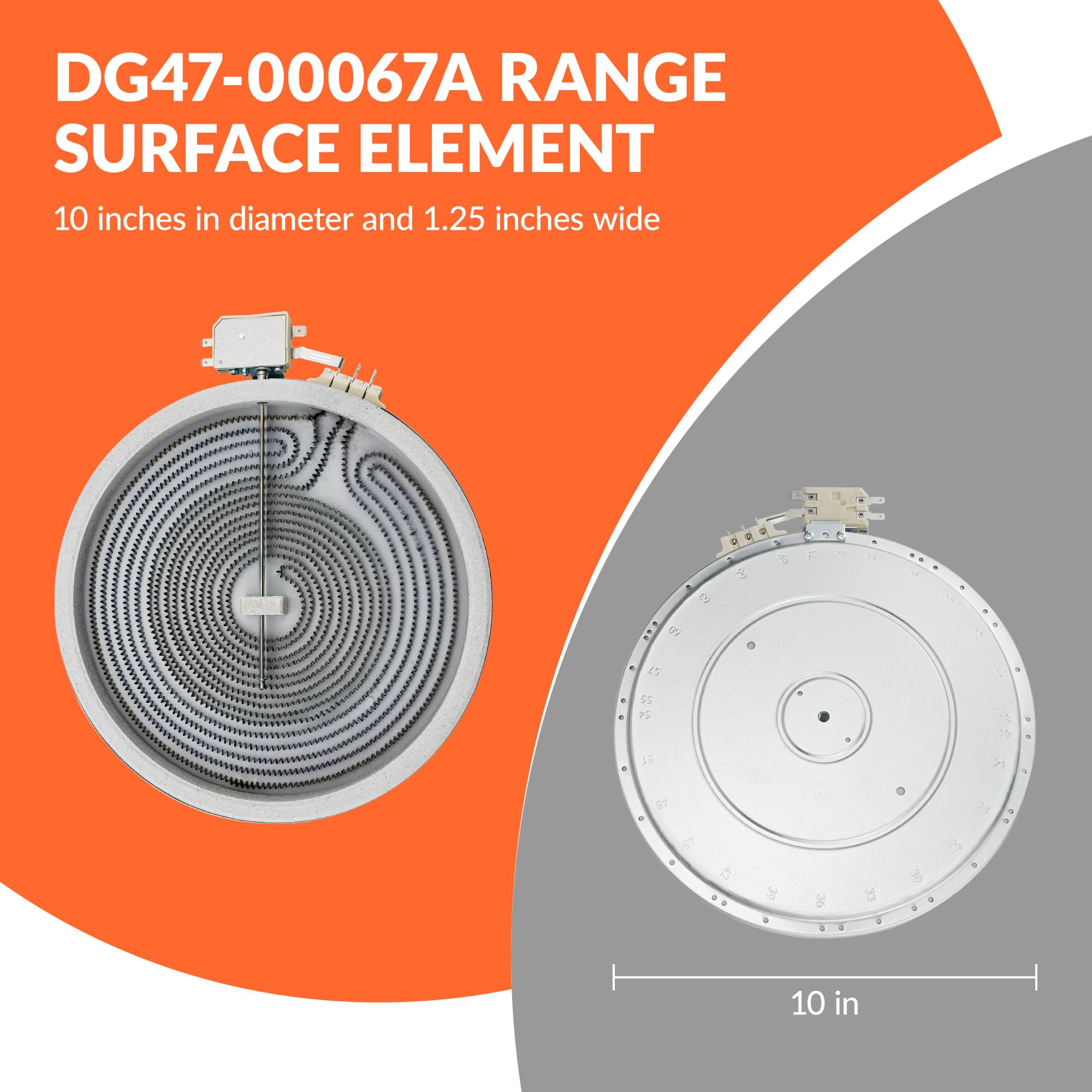 Puxyblue 10-Inch Dual Radiant Surface Burner Element - Replacement for LG & Samsung Stove Ranges (Model DG47-00067A, W11517959) | Fits MEE62385201, 4010990, AP5967646, PS11720672 | Perfect for Cooking, Baking & Everyday Kitchen Use
