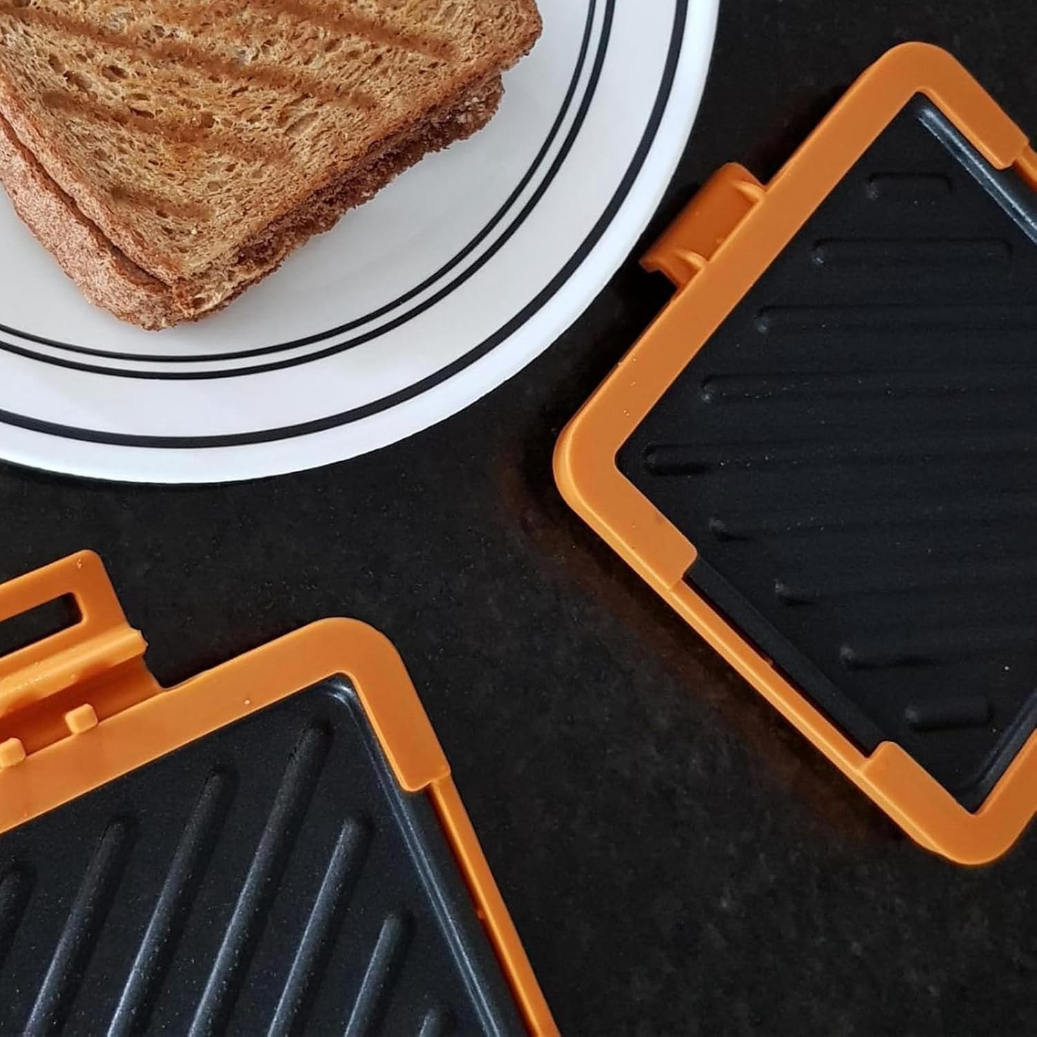 Microwave Toastie Sandwich Maker - Micro Munchy Compact Toaster with Adjustable Silicone Straps | Quick & Easy Breakfast, Lunch, or Snack Solution for Home, Office, or Dorm (Red)