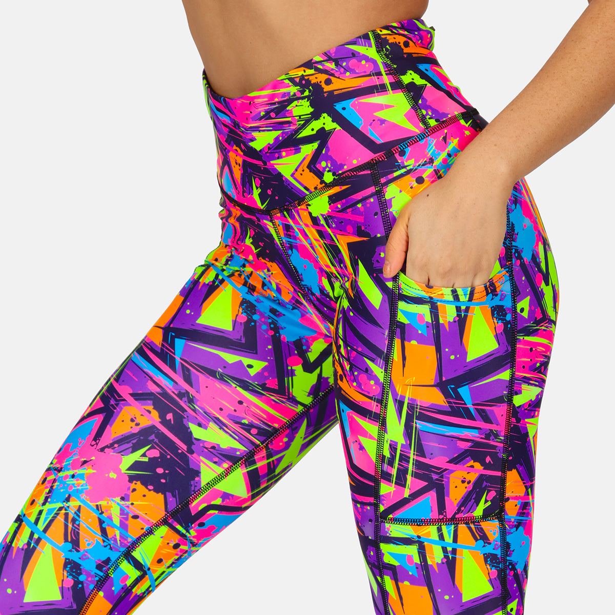 Trance Capri Pants for Women - High Waisted Yoga Pants with Pockets - Comfortable Workout Leggings for Running, Gym & Lounge Wear