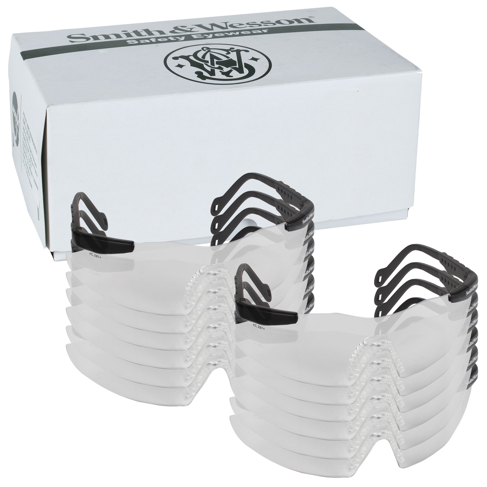 Smith and Wesson Magnum 3G Safety Glasses (19799) - Clear Anti-Fog Lenses with Black Frame, ANSI Z87.1 Certified, 12-Pack for Construction, Woodworking, and DIY Projects